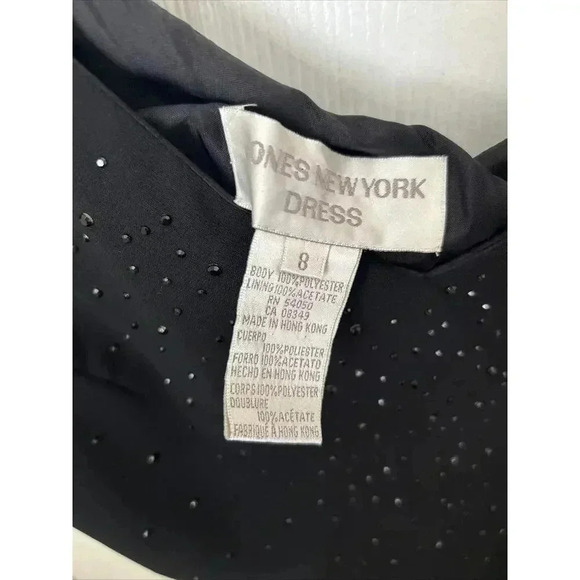 Vintage 90s Jones New York Rhinestone LBD Evening Bias Cut Black Maxi Dress 8 - Picture 11 of 16